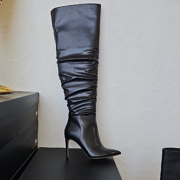INC International Concepts Shoes - INC International Concepts Black Heeled Boots with Ruched Elegance